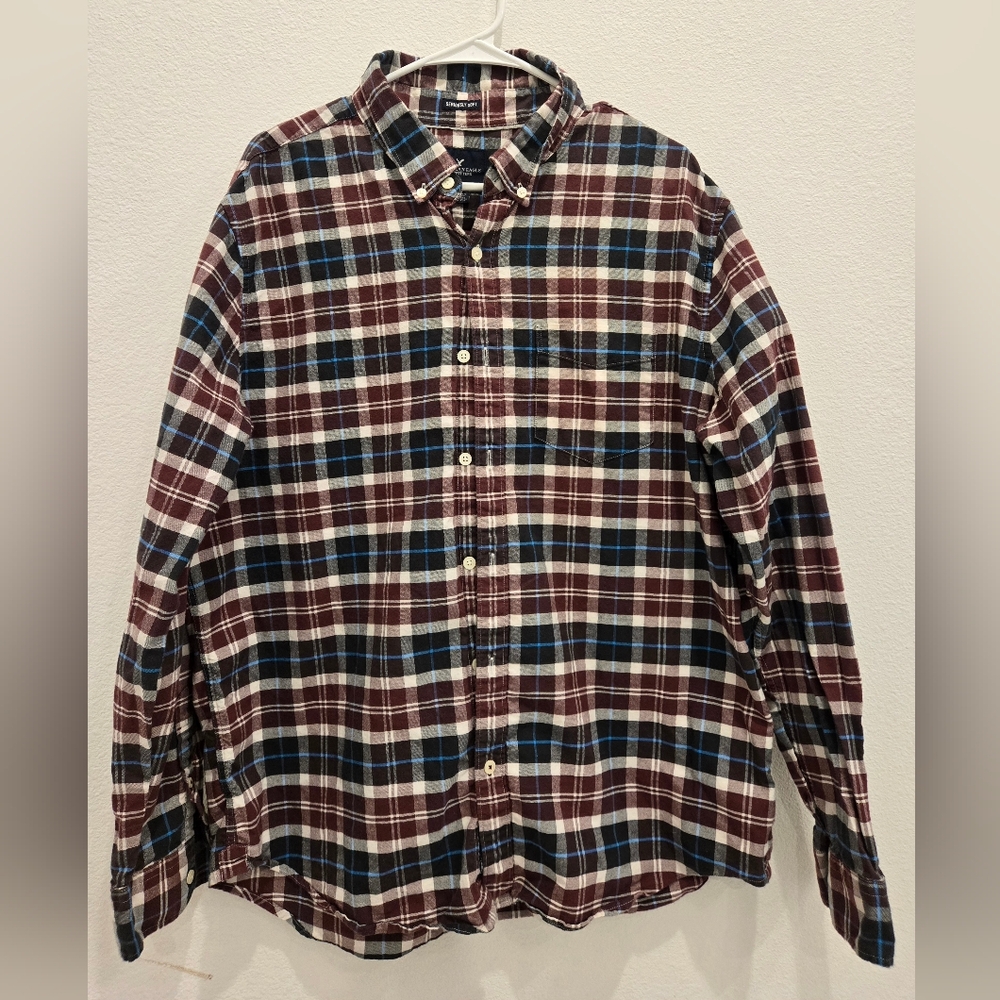Men's Plaid Shirt‎ -burgundy and Blue